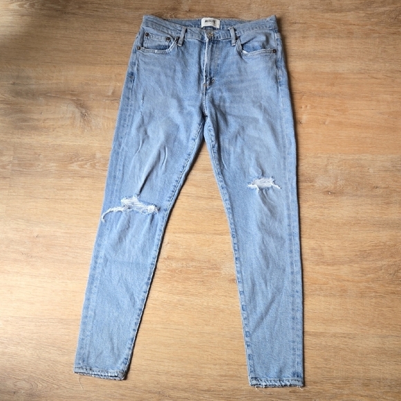 AGOLDE Sophie Blue Skinny Jeans with Distressed Knees Sz 28 - Picture 2 of 11